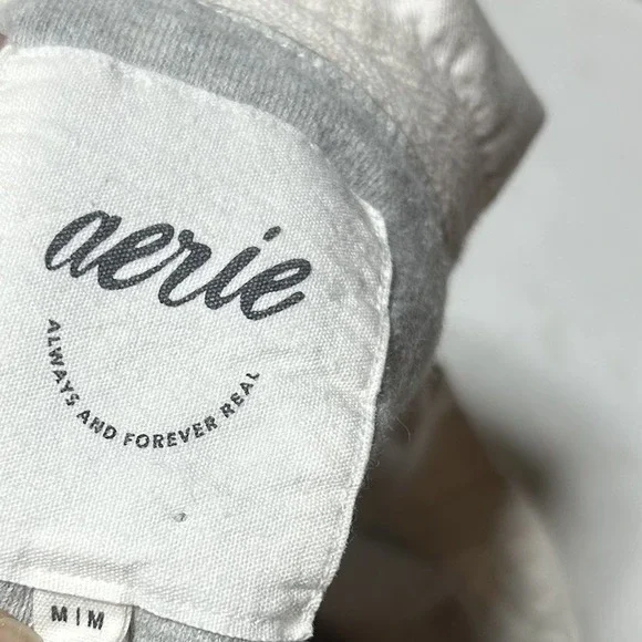 Aerie Womens The Chill Oversized Popover Polo Sweatshirt Size Medium Gray Preppy - Picture 3 of 5